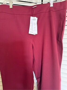 Chico's Deep Berry Straight-Leg Pull-On Pants